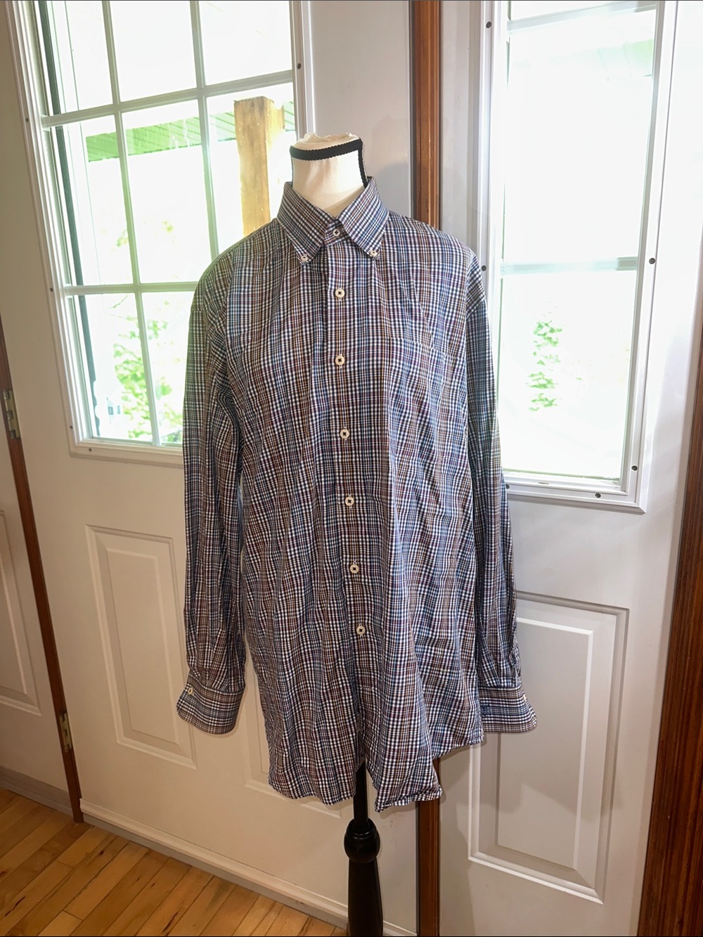 Peter Millar Blue Plaid Button-Down Shirt